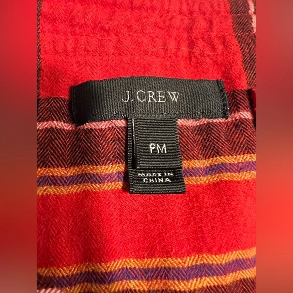J Crew Ruffle Top in Festive Plaid Red Sz PM
